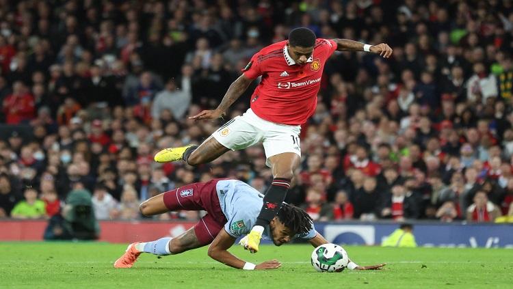 Aksi Marcus Rashford di laga Piala Liga Inggris antara Manchester United vs Aston Villa Reuters/Carl Recine - INDOSPORT
