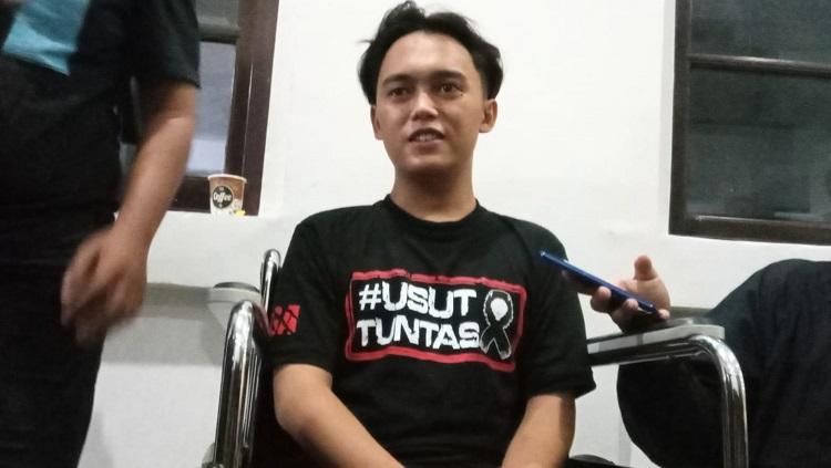 M. Anugrah Bustam, Aremania Sidoarjo yang ikut aksi di balai kota meski jadi korban Tragedi Kanjuruhan.