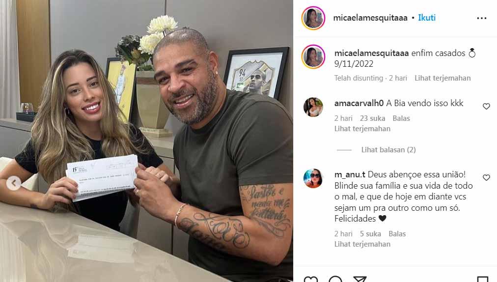 Kabar bahagia datang dari mantan striker Timnas Brasil sekaligus legenda Inter Milan, Adriano, yang resmi menikahi gadis yang terpaut 15 tahun darinya.