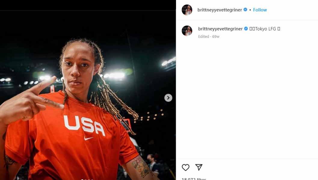 Nasib tragis menghampiri bintang basket putri (WNBA) asal Amerika Serikat, Brittney Griner, yang divonis sembilan tahun penjara di Rusai karena narkoba. - INDOSPORT