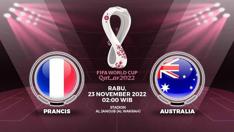 Prediksi pertandingan antara Prancis vs Australia (Piala Dunia Qatar 2022).