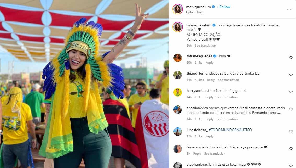 Monique Salum, WAGs Brasil sekaligus istri Fred bintang Manchester United. (Foto: Instagram@moniquesalum)