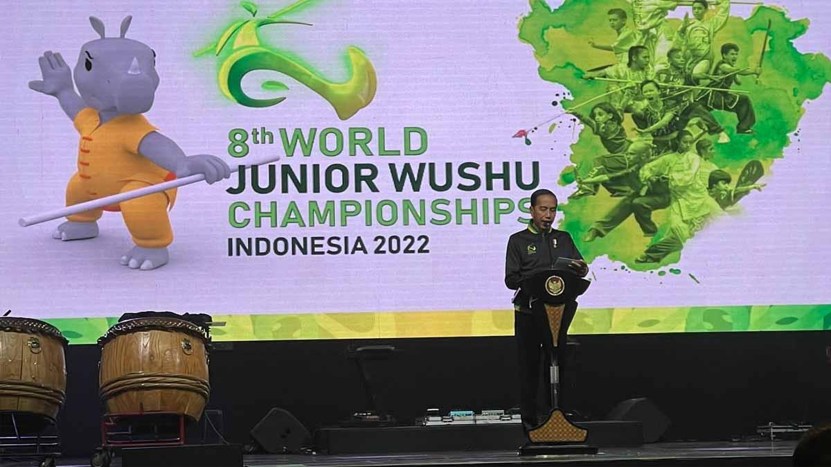 Presiden Joko Widodo membuka kejuaraan dunia wushu junior 2022. (Foto: WJWC 2022) - INDOSPORT
