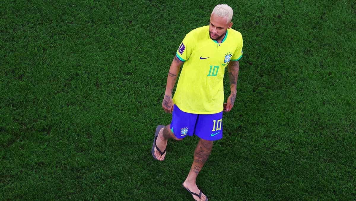 Neymar dari Brasil merayakan timnnya lolos ke perempat final. (Foto: REUTERS/Fabrizio Bensch) - INDOSPORT