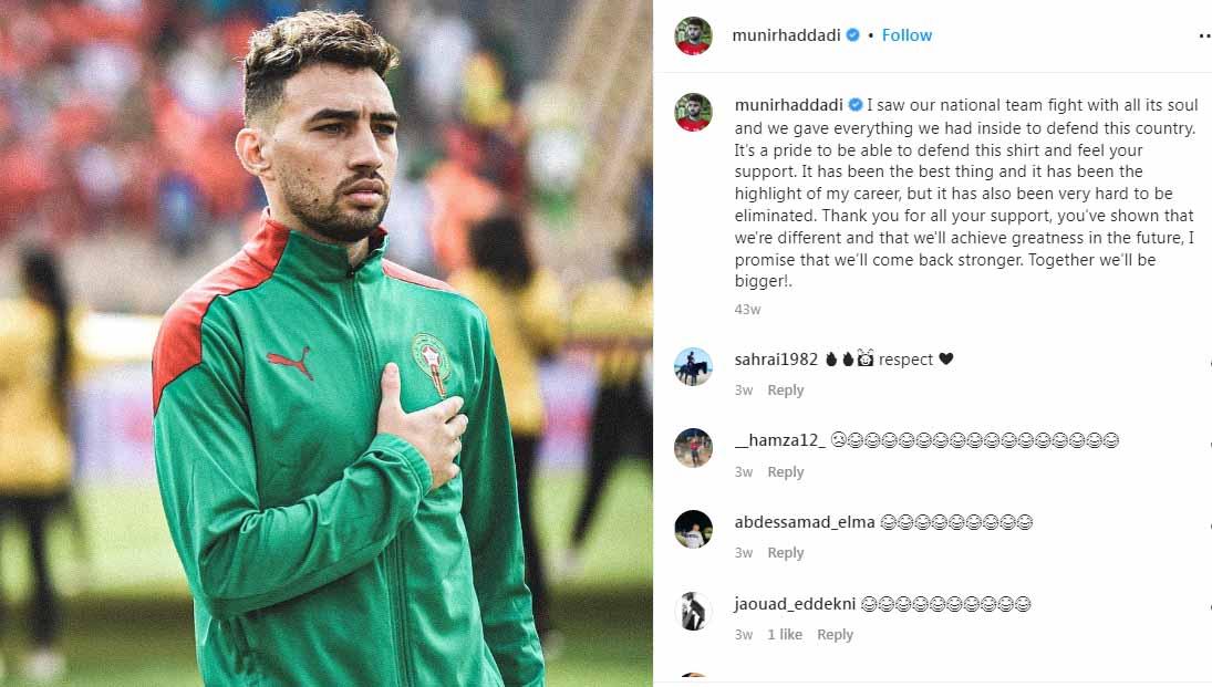 Munir El Haddadi, pemain Timnas Maroko. (Foto: Instagram@munirhaddadi)