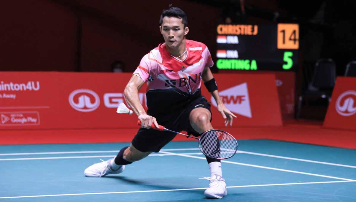 Tunggal putra Indonesia, Jonatan Christie mengaku pasrah dengan nasibnya sendiri jelang melawan Chou Tien Chen di BWF World Tour Finals 2022. (Foto: PBSI) - INDOSPORT
