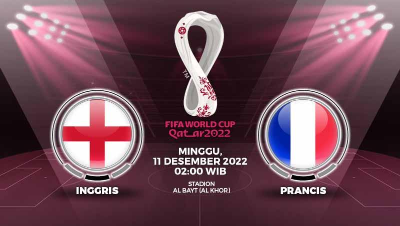 Prediksi pertandingan antara Inggris vs Prancis (Piala Dunia Qatar 2022).