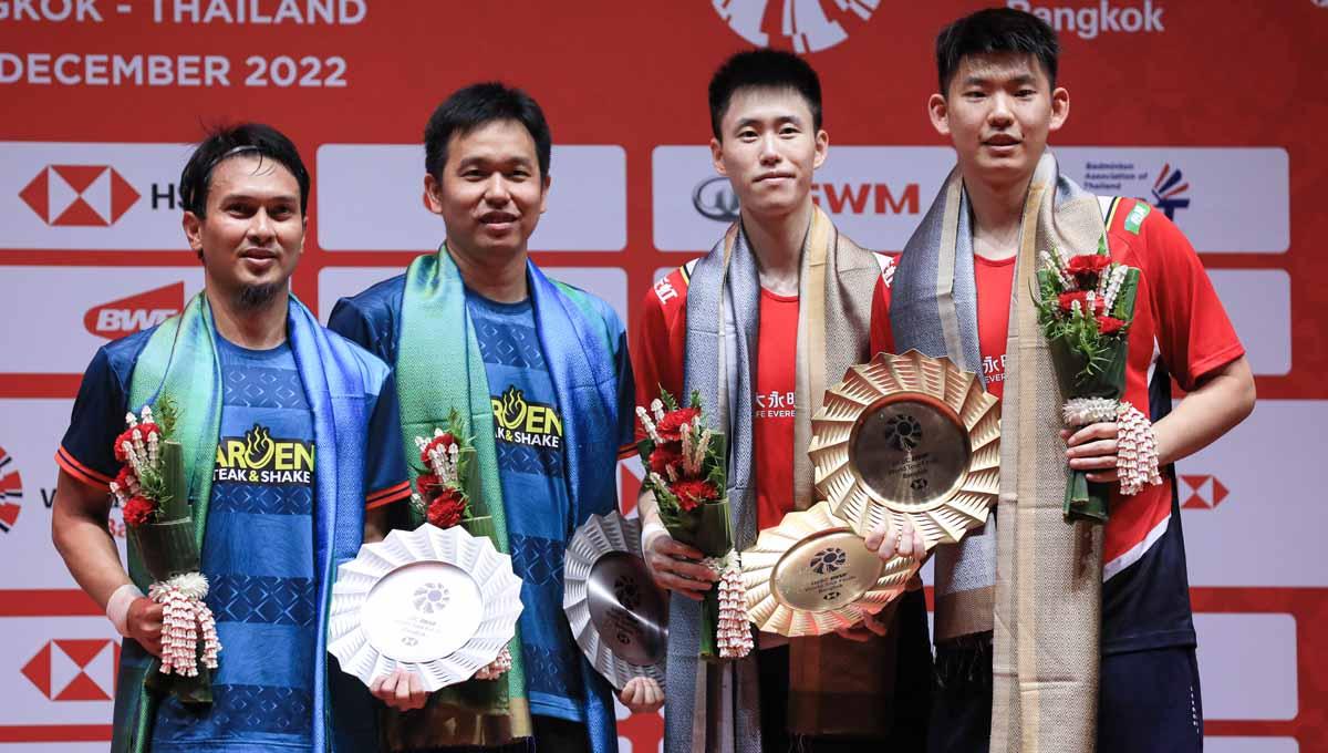 Pasangan ganda putra Indonesia Mohammad Ahsan/Hendra Setiawan di Final BWF World Tour Finals (WTF) 2022. (Foto: PBSI)
