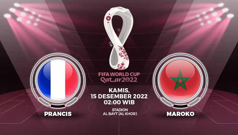 Prediksi pertandingan antara Prancis vs Maroko (Piala Dunia Qatar 2022).