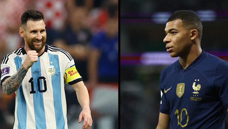 Duel Top Skor Piala Dunia 2022 bakal direbutkan oleh Lionel Messi, kapten Argentina dan Kylian Mbappe, striker Prancis (Foto: REUTERS/Kai Pfaffenbach - REUTERS/Hannah Mckay).
