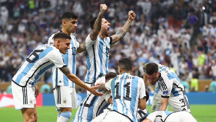Para Pemain Argentina Merayakan gol di Final Piala Dunia REUTERS-Carl Recine