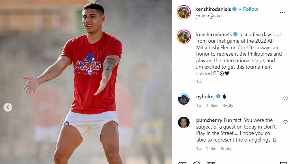 Kenshiro Daniels, sang top skor sementara Piala AFF 2022 mencuri perhatian. Rupanya, dia adalah putra aktor Hollywood dan pensiunan kickboxing, Gary Daniels. (Foto: Instagram@kenshirodaniels)
