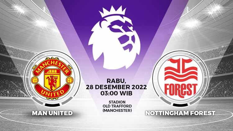 Prediksi pertandingan antara Manchester United vs Nottingham Forest (Liga Inggris).
