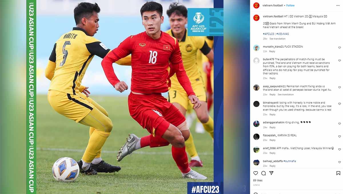 Pertandingan antara Vietnam vs Malaysia pada laga Piala AFF 2022. (Foto: Instagram@vietnam.football) - INDOSPORT