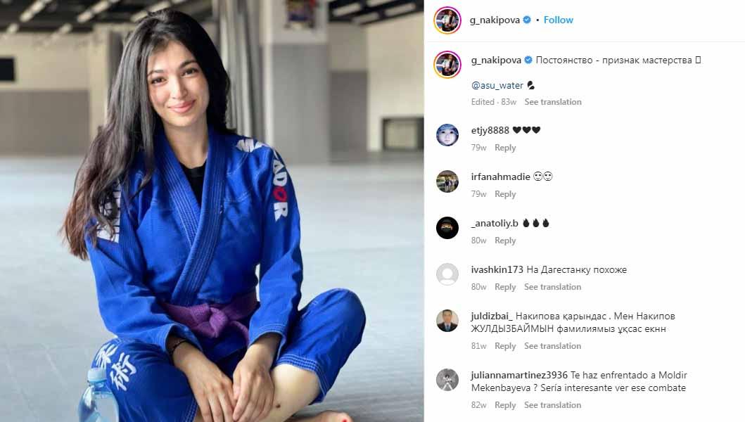 Gulzhan Nakipova, atlet Jiu Jitsu tercantik di dunia. (Foto: Instagram@g_nakipova) - INDOSPORT