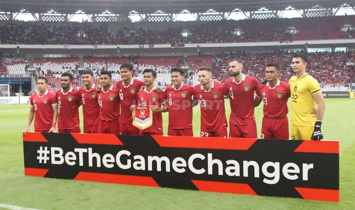 Skuad Timnas Indonesia saat melawan Thailand di Piala AFF 2022, di Gelora Bung Karno, 29 Desember 2022.