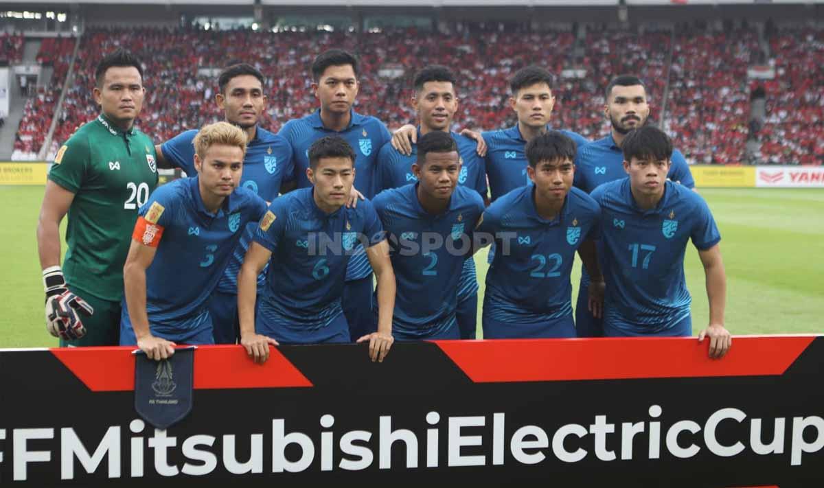 Skuat Timnas Thailand saat melawan Timnas Indonesia.