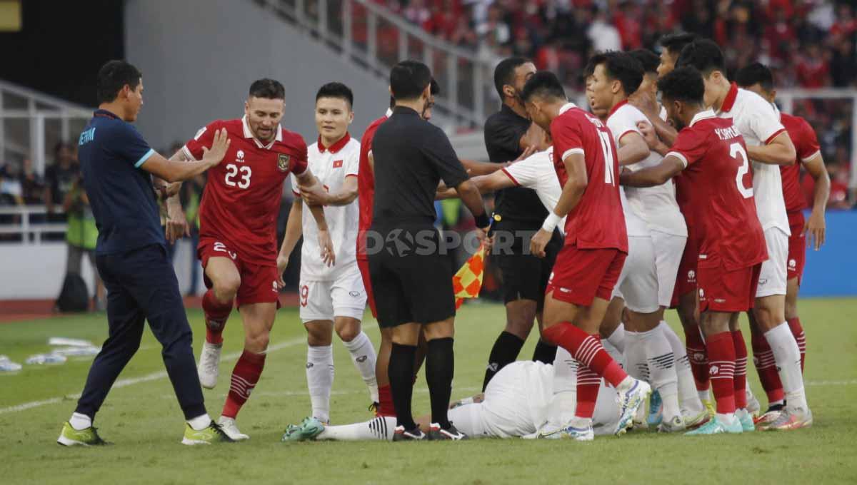 Pertandingan leg pertama semifinal Piala AFF 2022 antara Timnas Indonesia vs Vietnam di Stadion Gelora Bung Karno, Jumat (06/01/23).