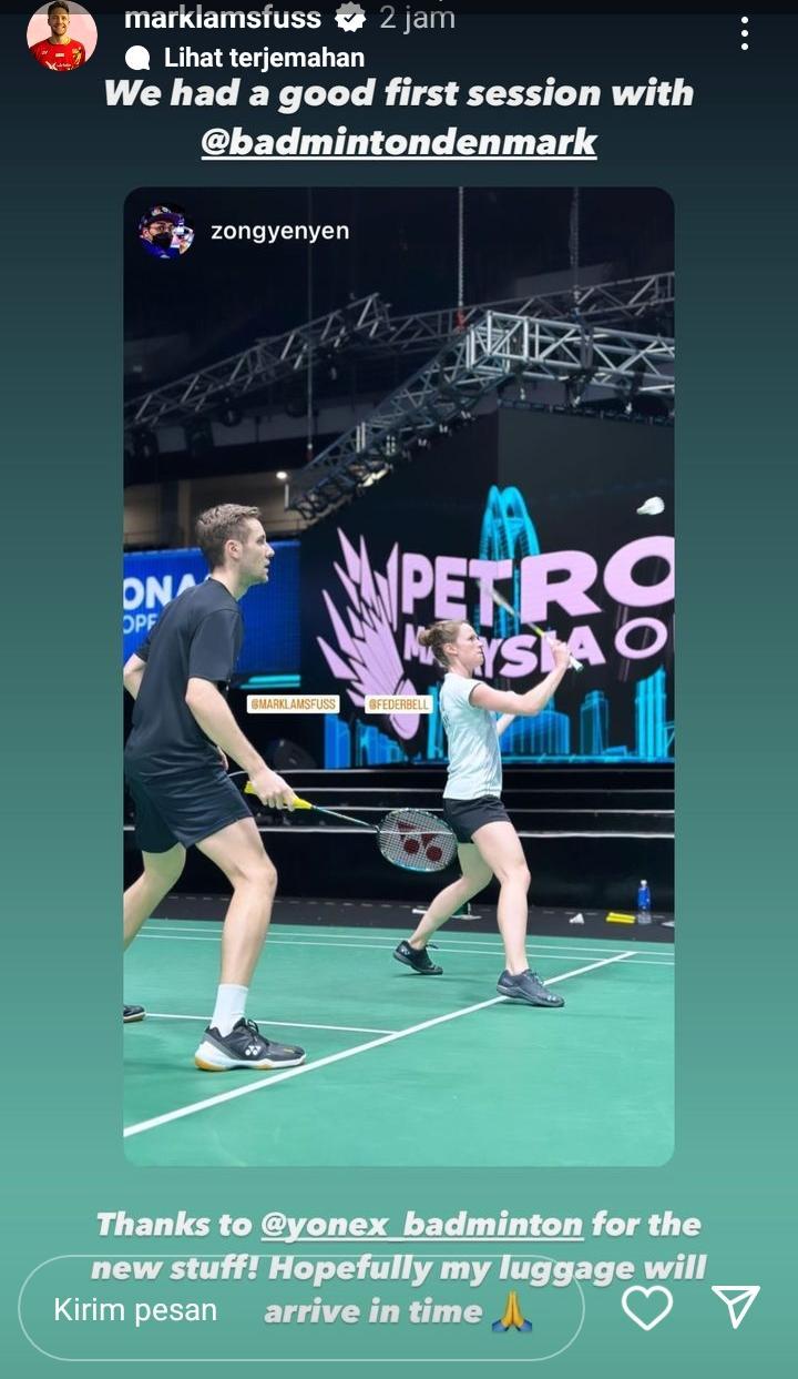 Curhatan pebulutangkis Jerman, Mark Lamsfuss, terpisah dari kopernya jelang Malaysia Open 2023 Copyright: instagram story @marklamsfuss