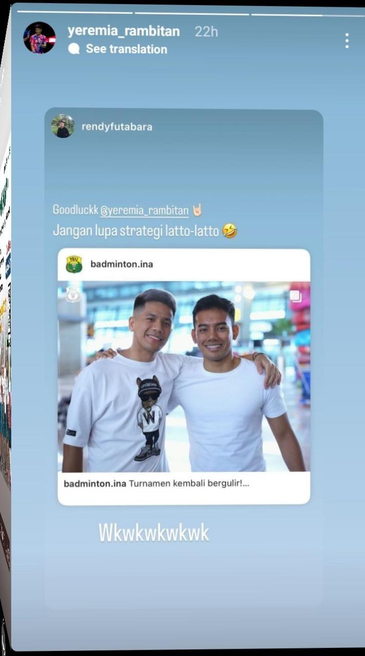 Ganda putra  Indonesia, Pramudya Kusumawardana/Yeremia Rambitan diingatkan soal strategi lato-lato jelang comeback mereka di Malaysia Open 2023. Copyright: Instagram/Yeremia Rambitan