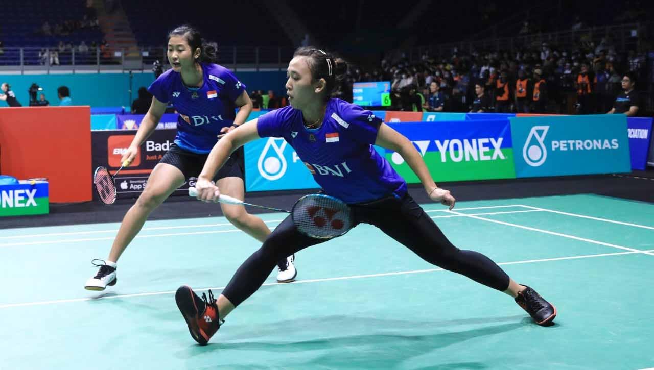 Febriana Dwipuji Kusuma/Amallia Cahaya Pratiwi salahkan kendala angin lapangan yang jadi salah satu penyebab kegagalannya di Denmark Open 2023. (Foto: PBSI)