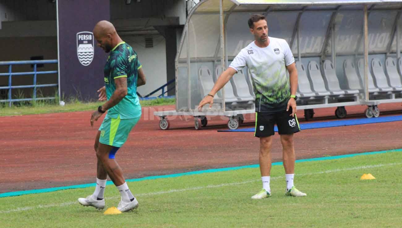 Striker Persib, David da Silva, saat Official Training di Stadion GBLA, Selasa (10/01/23), jelang laga tunda pekan ke-11 Liga 1 2022-2023 menghadapi Persija Jakarta.