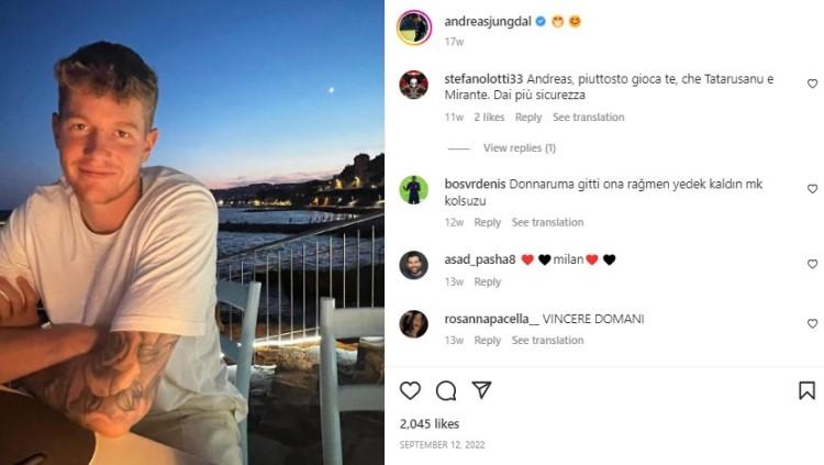 Kiper AC Milan Primavera, Andreas Jungdal. Foto: instagram/andreasjungdal.