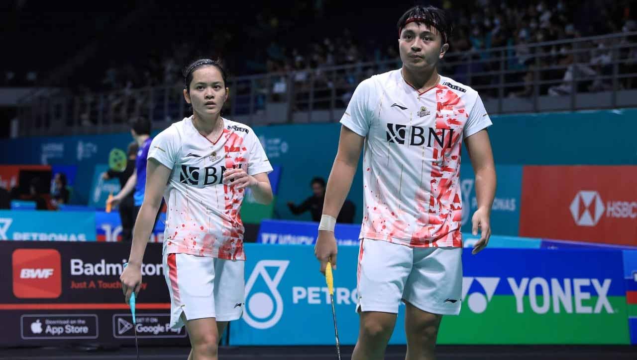 Pasangan ganda campuran Indonesia, Zachariah Josiahno Sumanti/Hediana Julimarbela, gagal di India Open 2023. Foto: PBSI.