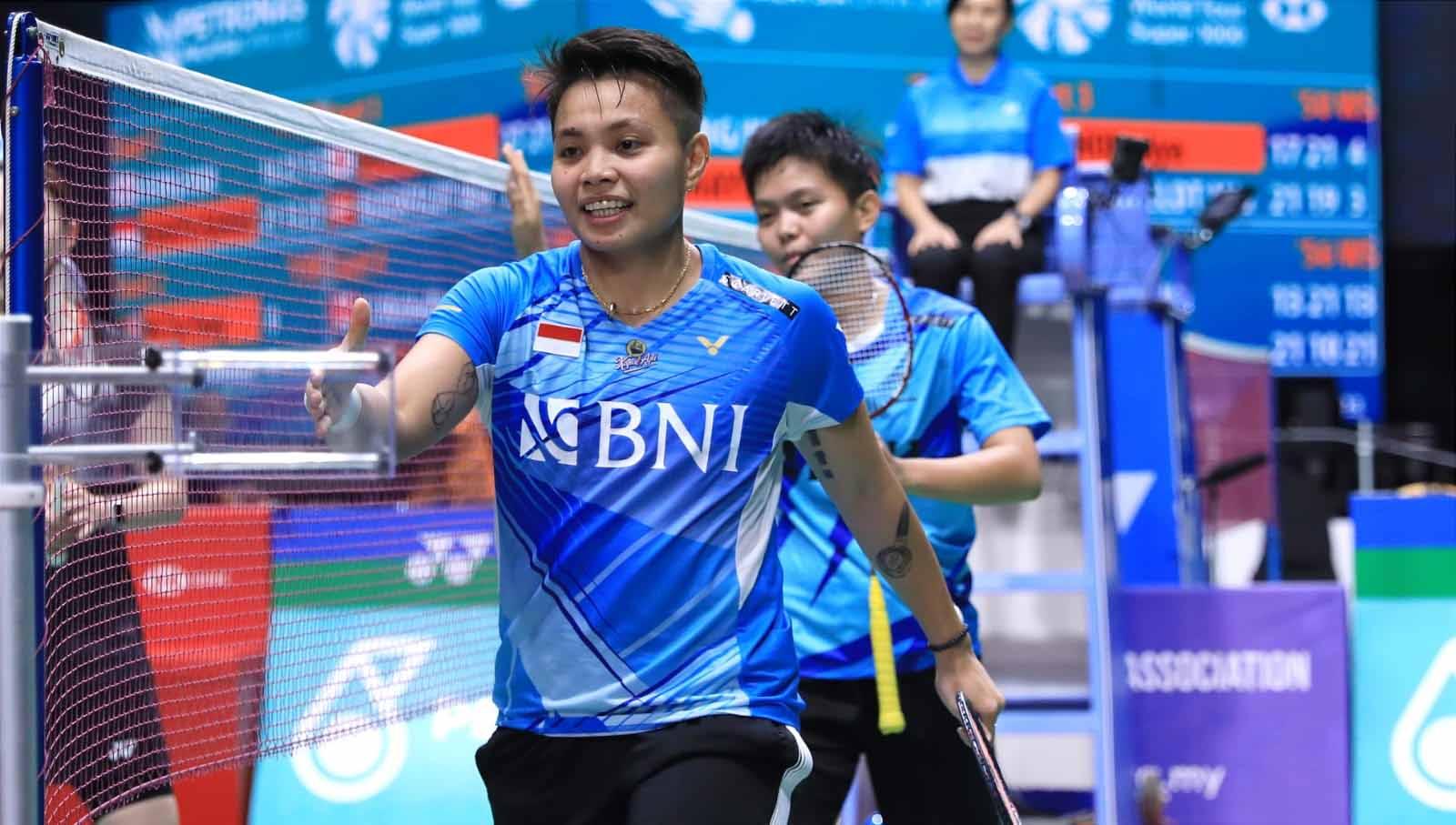 Ganda putri Indonesia, Apriyani Rahayu/Siti Fadia, dapatkan pujian di akun ofisial badminton asia usai gemilang di Malaysia Open 2023. (Foto: PBSI) - INDOSPORT