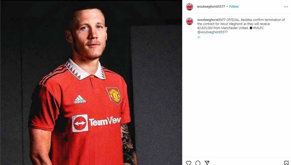 Wout Weghorst mencetak gol debut untuk Manchester United di Piala Liga Inggris. Gol debutnya ini membuat Roy Keane, beri sindiran keras ke haters sang pemain. (Foto: Instagram@woutweghorst5577)