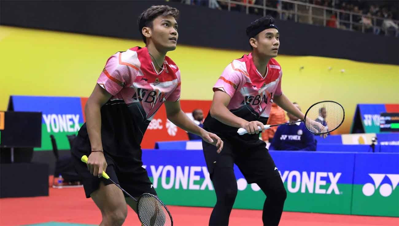 Pasangan ganda putra Indonesia, Bagas Maulana/Muhammad Shohibul Fikri di India Open 2023. (Foto: PBSI)