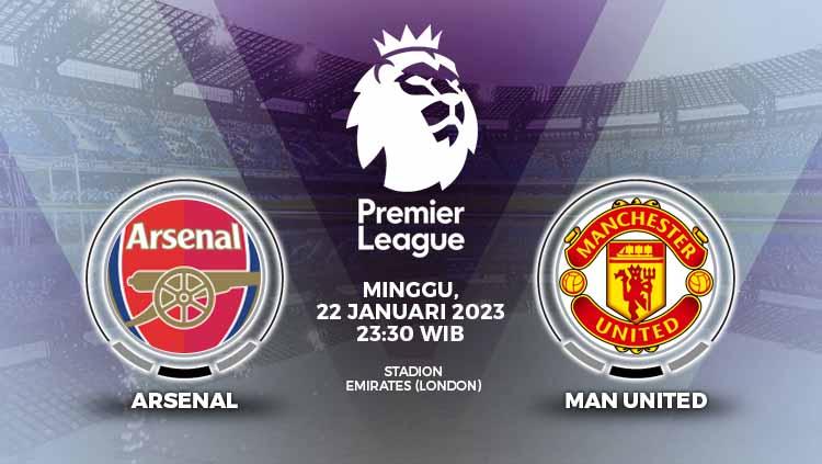 Prediksi pertandingan antara Arsenal vs Manchester United (Liga Inggris).