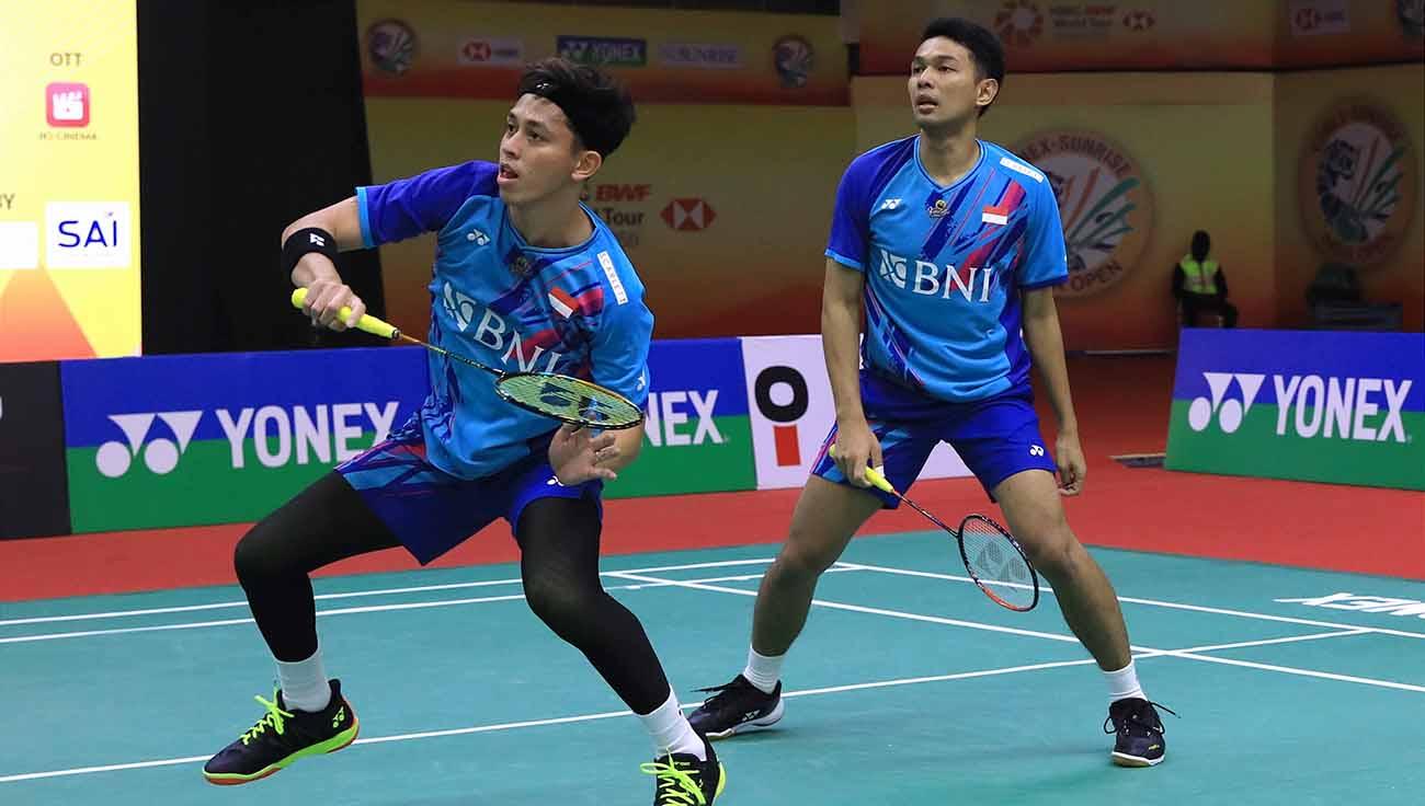 Pasangan ganda putra Indonesia, Fajar Alfian/Muhammad Rian Ardianto di India Open 2023. (Foto: PBSI)
