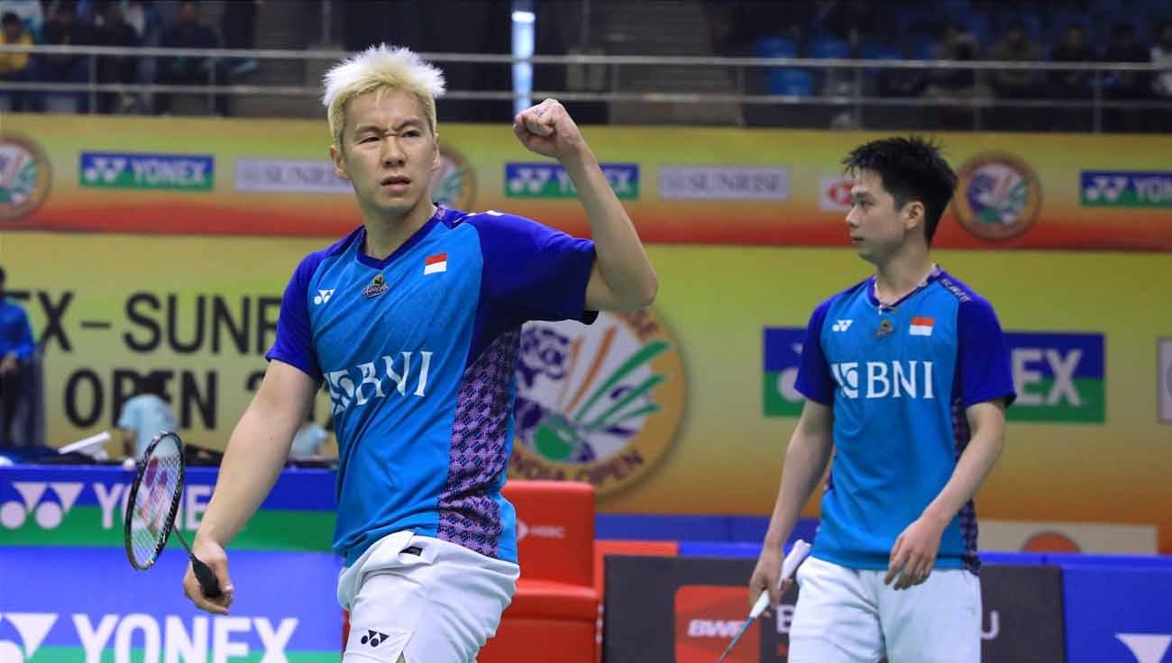 Putra Marcus Gideon tunjukkan tingkah gemasnya saat menjadi pelatih untuk sang ayah kala sedang latihan, berhasil membuat Badminton Lovers (BL) kepincut. (Foto: PBSI) - INDOSPORT