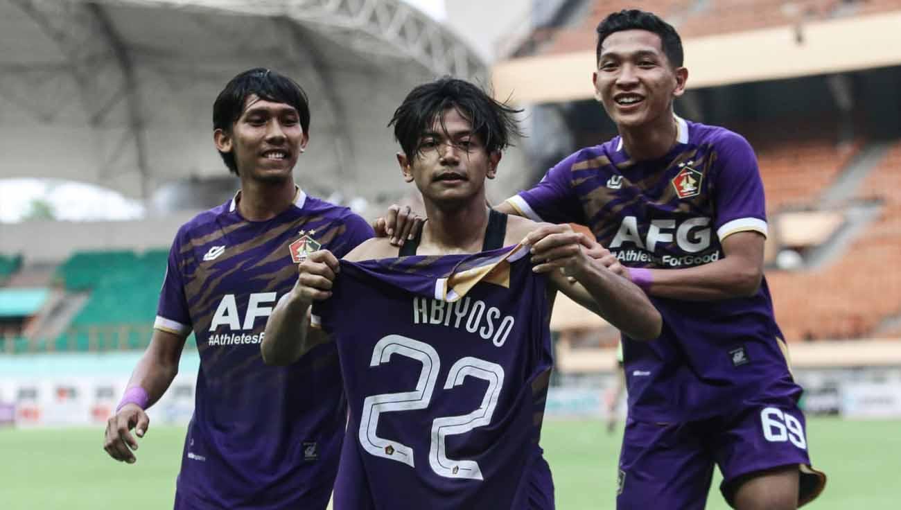 Selebrasi pemain Persik Riyatno Abiyoso usai mencetak ke gawang Bhayangkara FC di BRI Liga 1. (Foto: MO Persik Kediri)