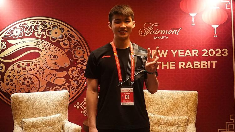 Pebulutangkis Singapura, Loh Kean Yew saat menghadiri Gala Dinner jelang Indonesia Masters 2023.