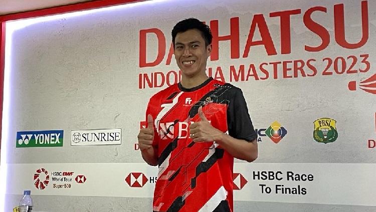 Tunggal Putra Indonesia, Shesar Hiren Rhustavito, di Indonesia Master 2023 hari ini, Rabu (25/01/23).