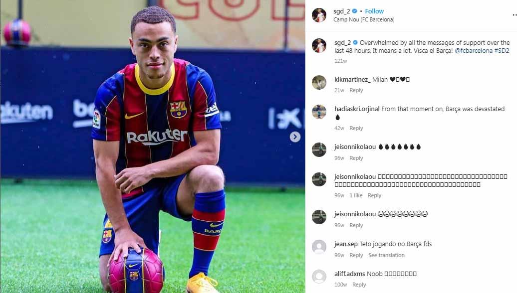 Nasib bek asal Amerika Serikat, Sergino Dest, kini jadi perbincangan usai disebut akan dilepas raksasa Liga Spanyol, Barcelona pada bursa transfer Januari 2024.(Foto: Instagram@sgd_2)