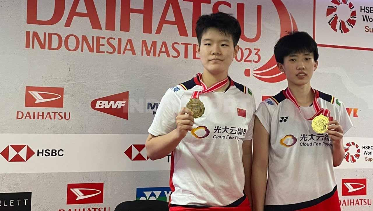 Pasangan ganda putri China, LIU Sheng Shu/Zhang Shu Xian, selepas laga final Indonesia Master 2023, Minggu (29/01/23).
