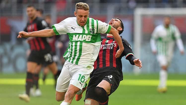 Situasi laga AC Milan vs Sassuolo dalam lanjutan Liga Italia.