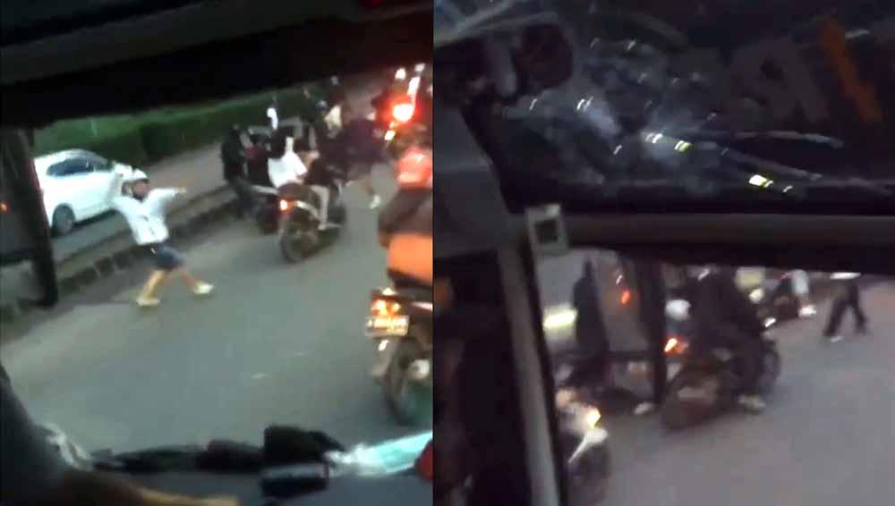 Penyerangan bus Persis Solo oleh oknum suporter di Tangerang. (Foto: Instastory@gavinkwanadsit)
