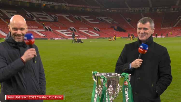 Pemain Manchester United, Casemiro, mendapat pembelaan dari legenda tim karena terbilat ‘geger gedhen’ dengan Bruno Fernandes. (Foto: twitter@SkyFootball)