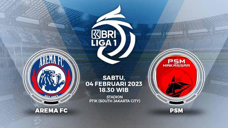Prediksi pertandingan antara Arema FC vs PSM Makassar (BRI Liga 1).