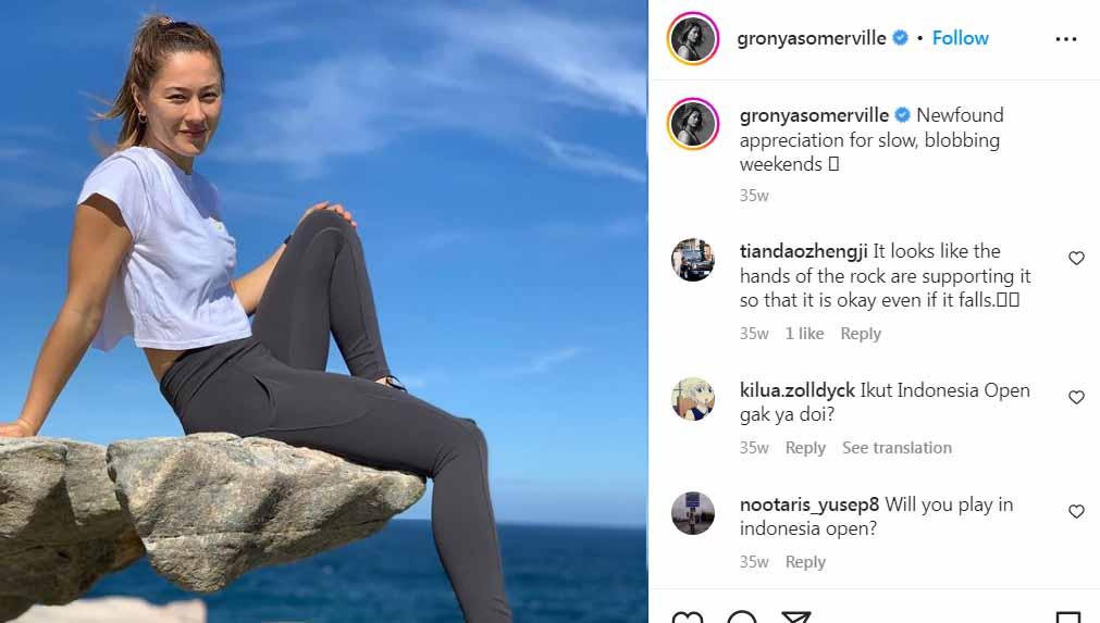 Bidadari bulutangkis Gronya Somerville menuliskan pesan nyesek usai bawa Australia lolos ke Piala Sudirman 2023.