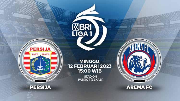 Persija Jakarta bakal menjamu Arema FC pada pekan ke-24 Liga 1 2022-2023 di Stadion Patriot Candrabhaga, Bekasi, Minggu (12/02/23). - INDOSPORT