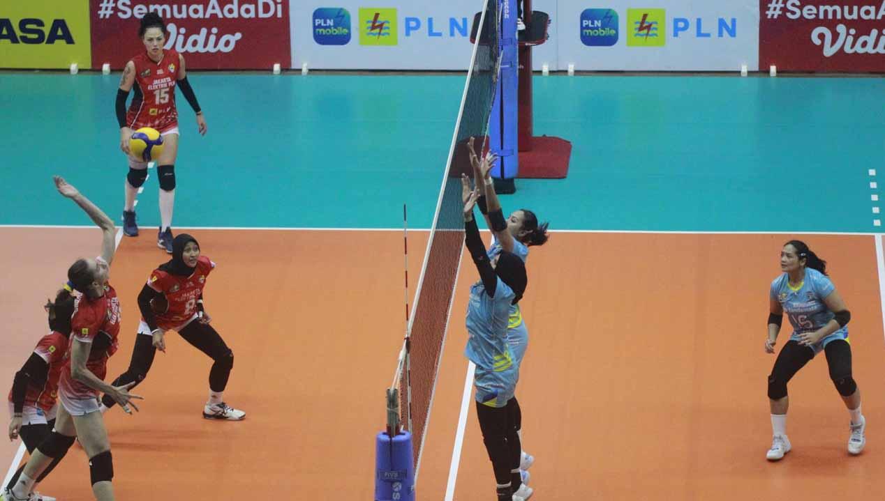 Tim bola voli putri Bandung BJB Tandamata mengubur ambisi Jakarta Elektrik PLN untuk lolos ke final four Proliga 2023. Foto: Dokumentasi Proliga.