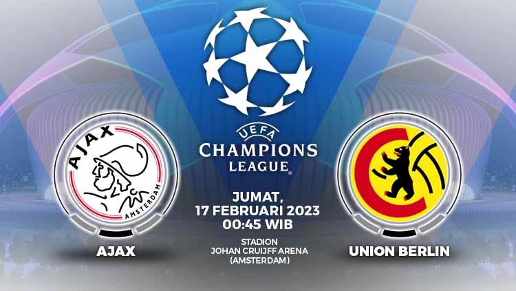 Prediksi pertandingan antara Ajax vs Union Berlin (Liga Champions).