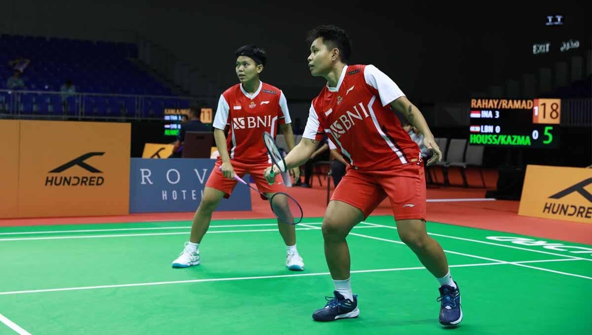 Pasangan ganda putri Indonesia Apriyani Rahayu/Siti Fadia Silva Ramadhanti di Badminton Asia Mixed Team Championships 2023. (Foto: PBSI) - INDOSPORT
