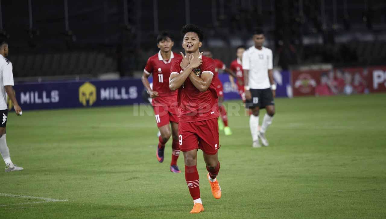 Selebrasi gol keempat Timnas Indonesia U-20 yang dicetak Hokky Caraka. - INDOSPORT