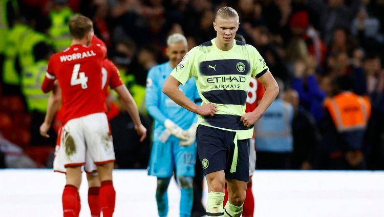 Ekspresi Erling Haaland dari Manchester City usai laga melawan Nottingham Reuters-Peter Cziborra - INDOSPORT